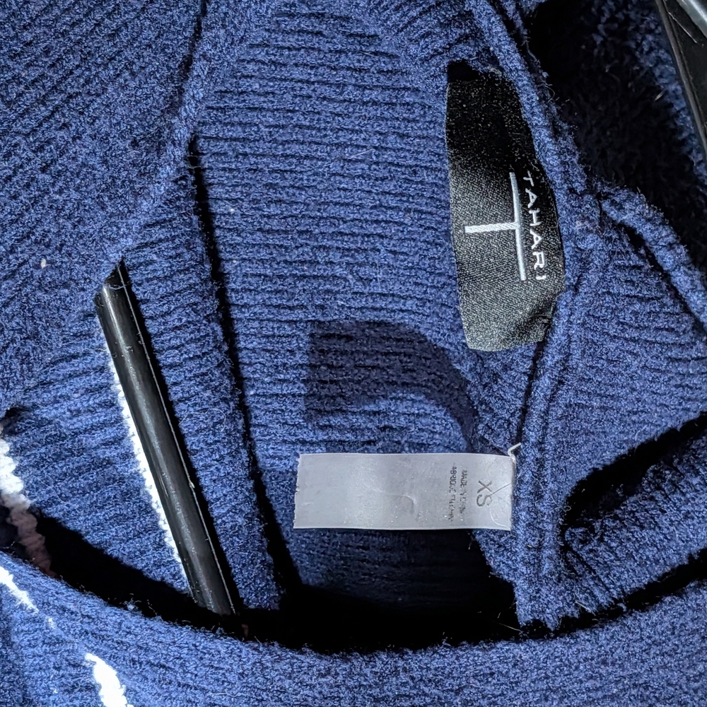 Tahari Womans Deep Blue Turtleneck Sweater